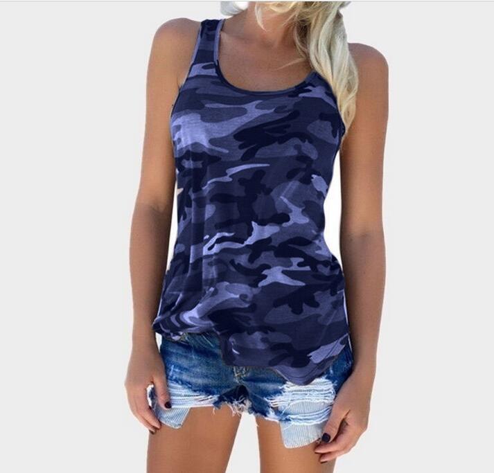 Women's Summer Camouflage Fashion Sleeveless T-shirt Tops