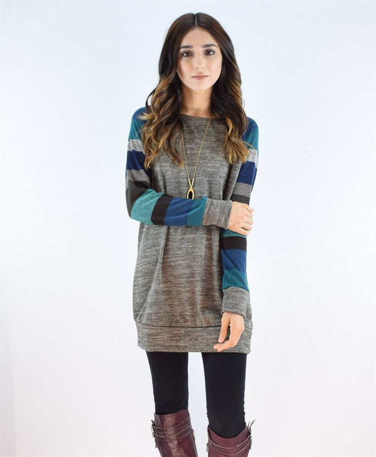 Women's Long Sleeve Color Matching Round Neck Blouses