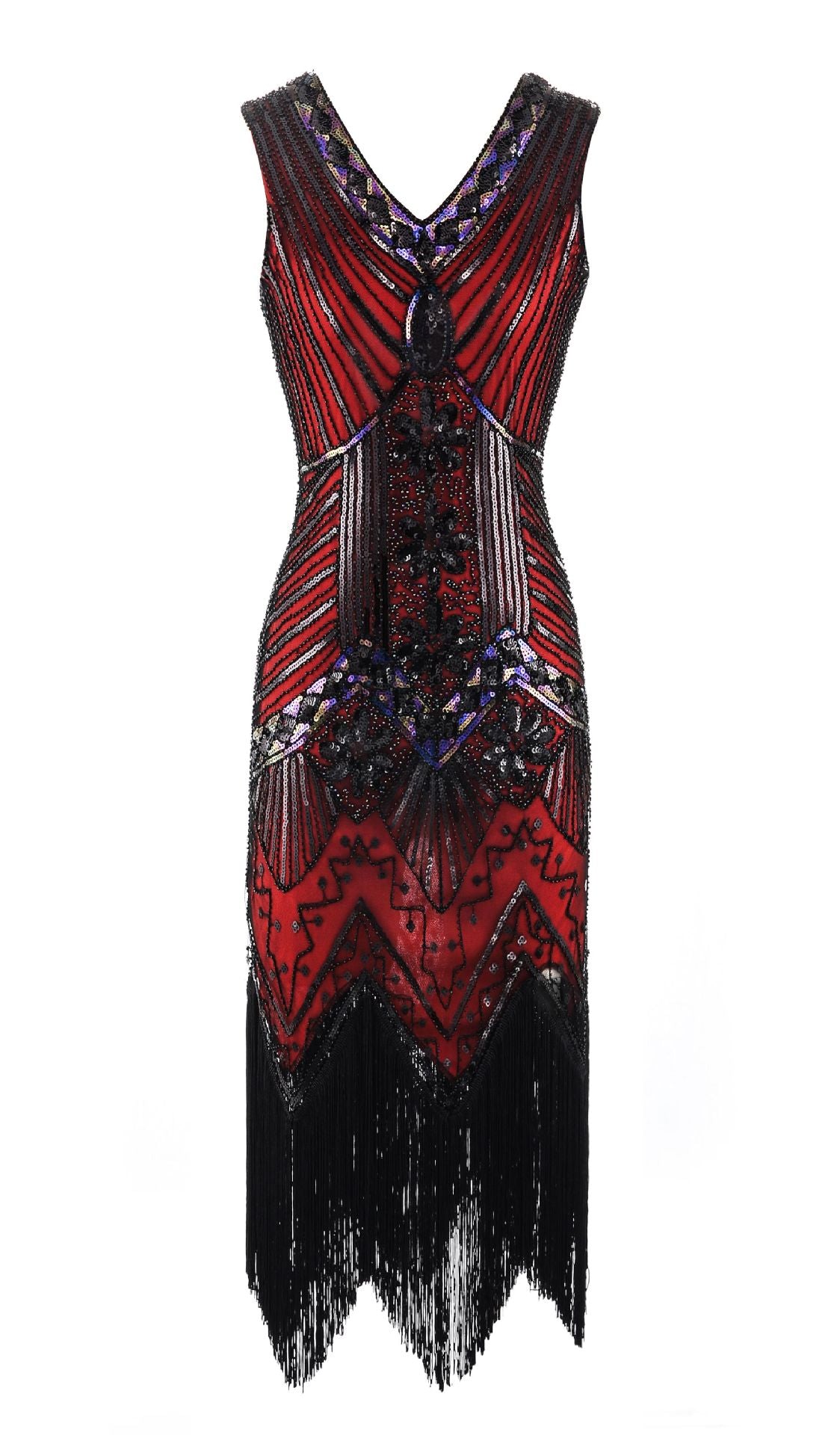 Retro Style Sequin Bead Dress Front Back Evening Dresses