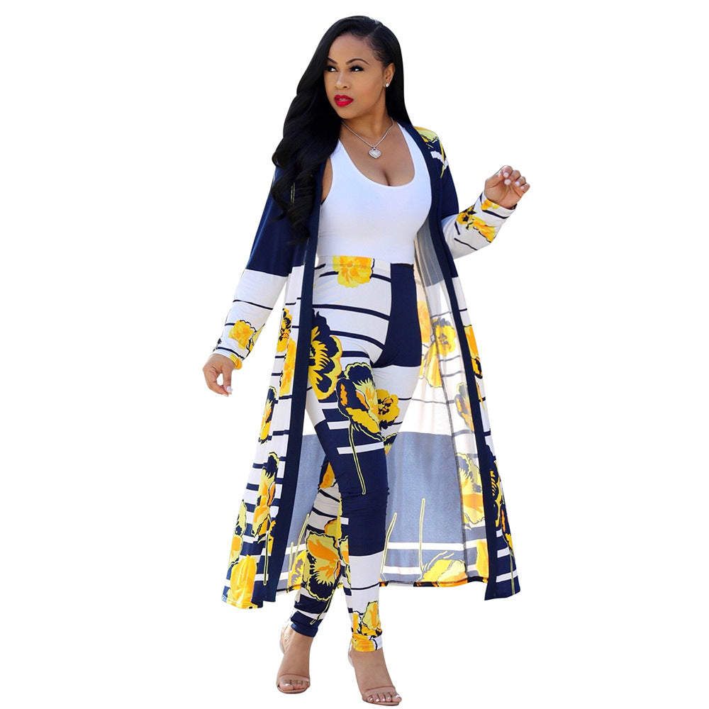 Sexy Print Long Sleeve Two-piece Set Suits