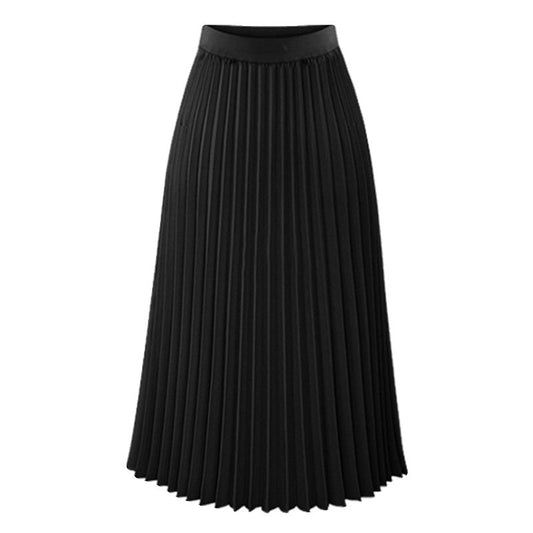 Chiffon Mid-length Pleated Elastic High Waist Skirts