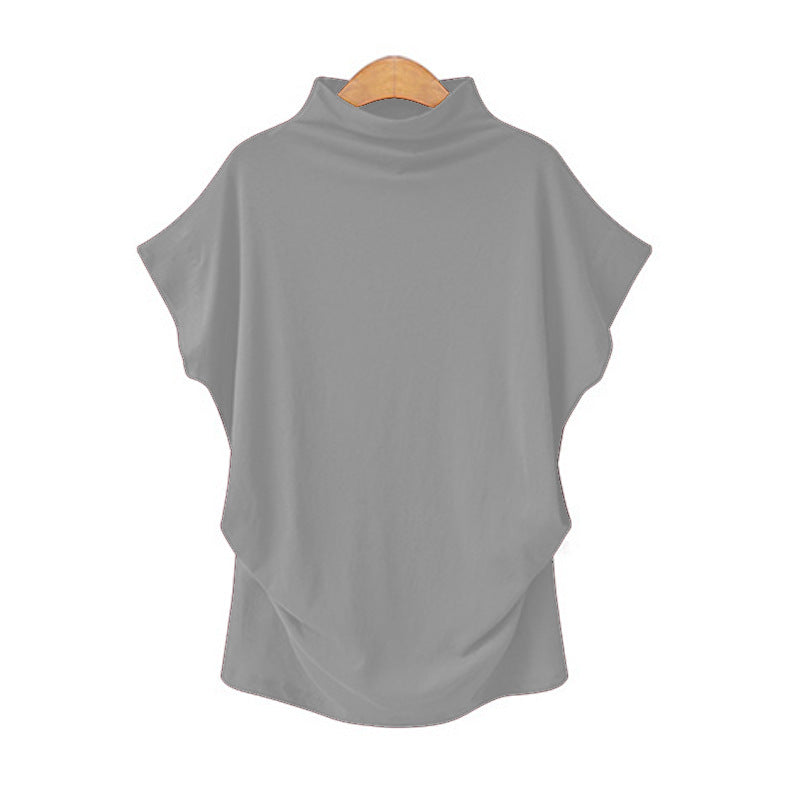 Women's Classic Large Turtleneck T-shirt Short-sleeved Tops