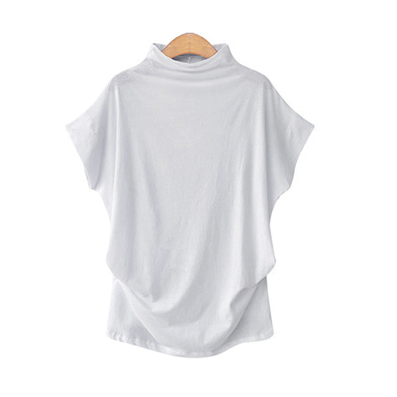 Women's Classic Large Turtleneck T-shirt Short-sleeved Tops