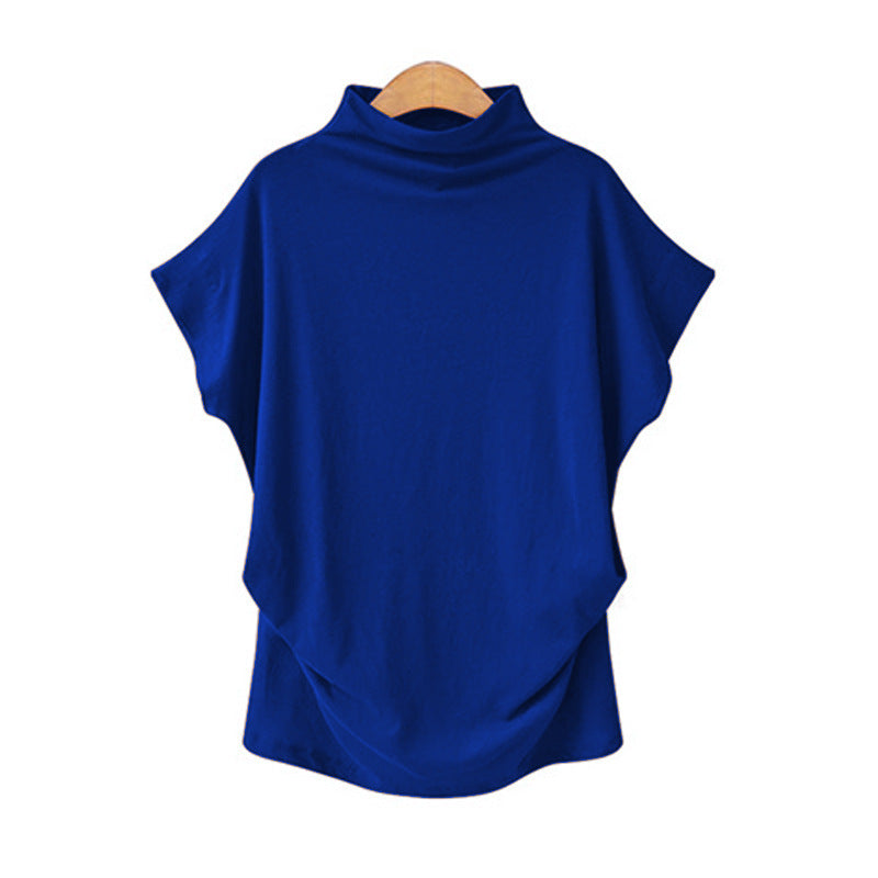 Women's Classic Large Turtleneck T-shirt Short-sleeved Tops