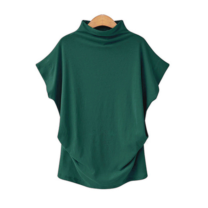 Women's Classic Large Turtleneck T-shirt Short-sleeved Tops