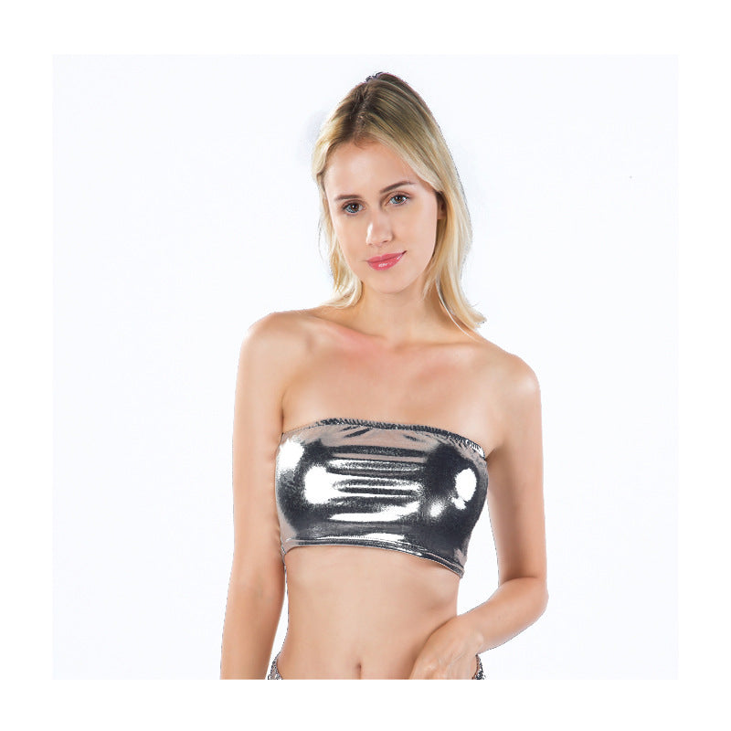 Women's Wear Patent Leather Pure Color Bottoming Tops