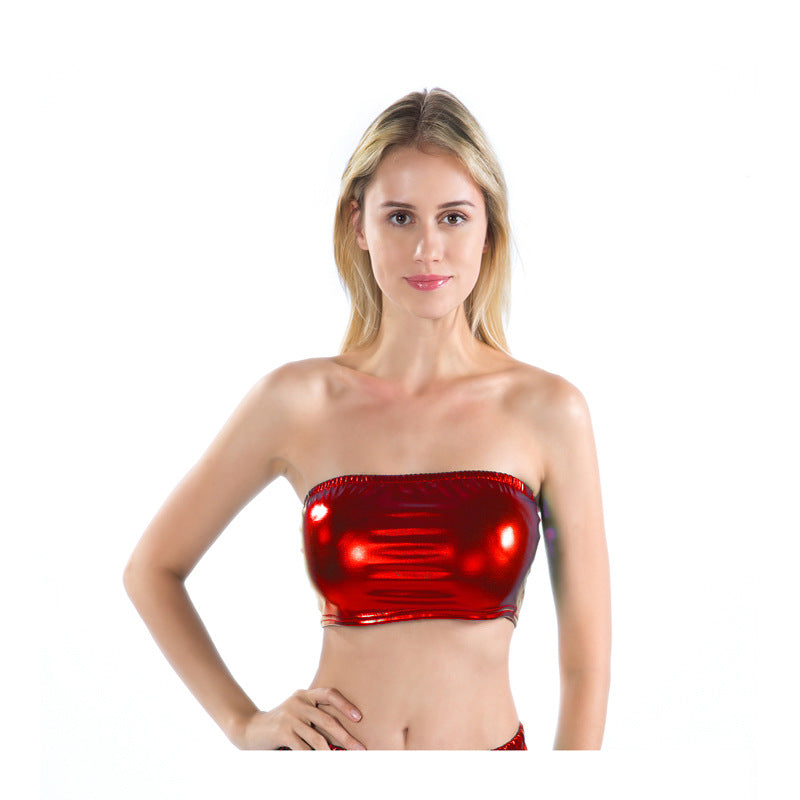 Women's Wear Patent Leather Pure Color Bottoming Tops