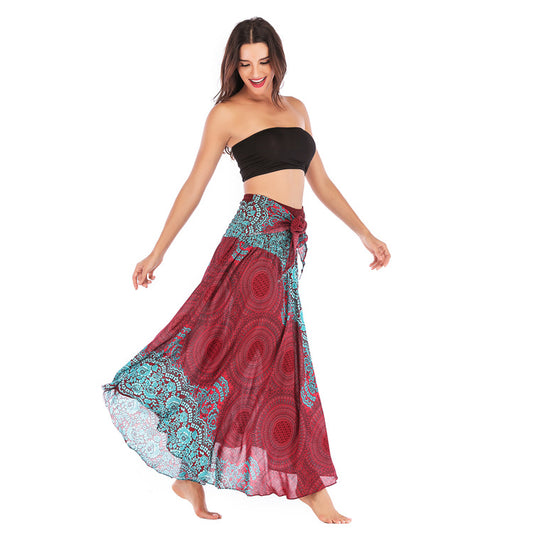 Casual Thai Dress Beach Vacation Two-way Big Swing Skirts