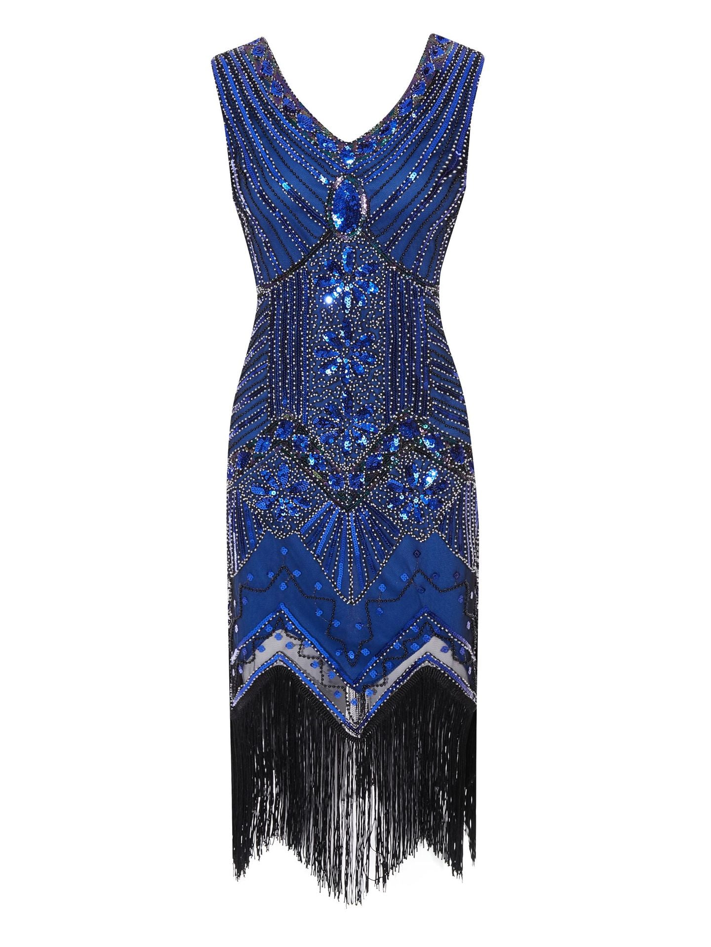Retro Style Sequin Bead Dress Front Back Evening Dresses