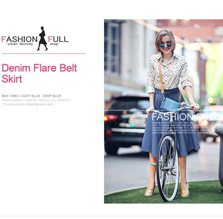 Pretty Slouchy Elegant Summer Denim Belt Skirts