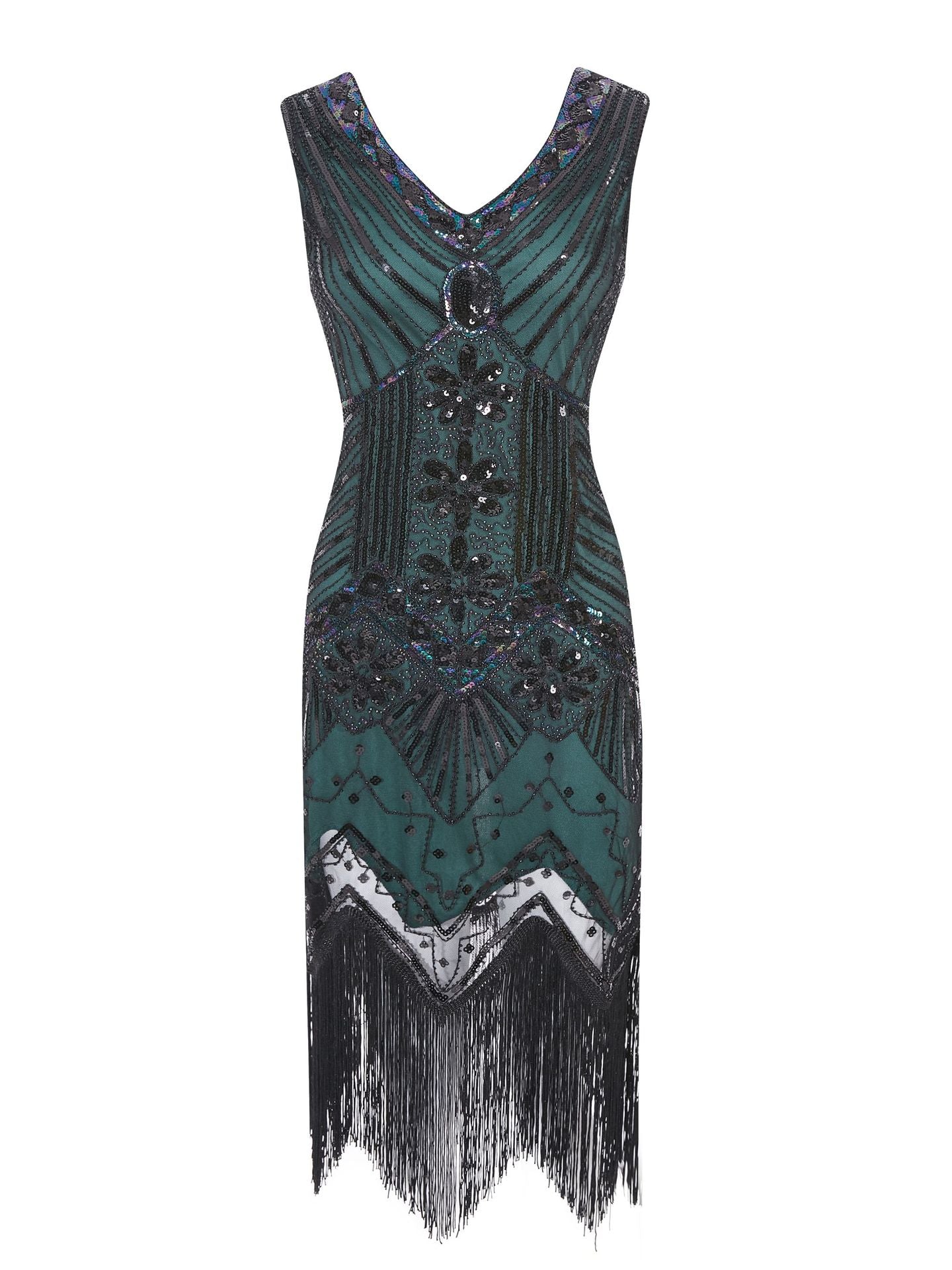 Retro Style Sequin Bead Dress Front Back Evening Dresses