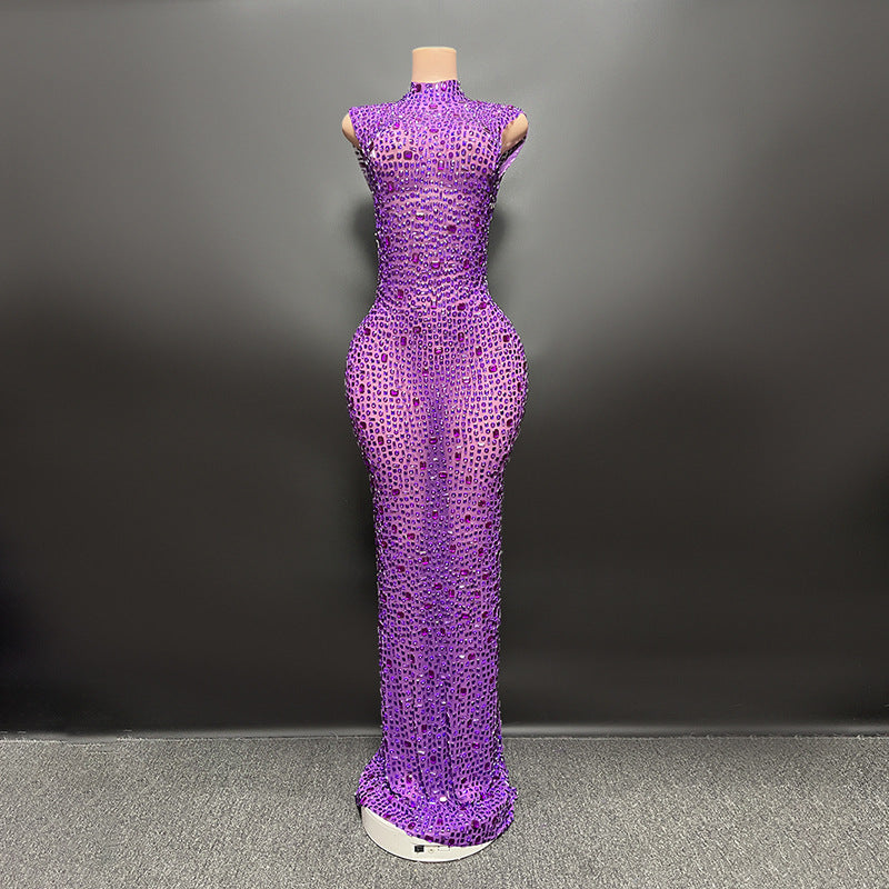 Bride Diamond Long Prom Bridal Gown Evening Dresses