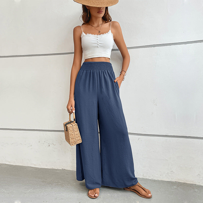 Waist Casual Simple Pure Color Elastic Pants