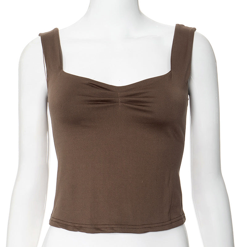 Women's Patchwork Navel Solid Color Square Collar Blouses