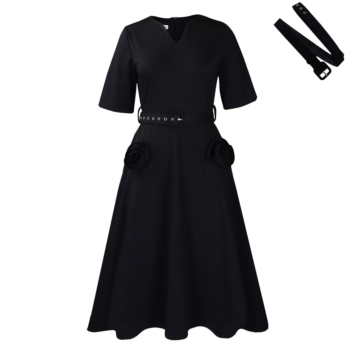 Women's Elegant Sleeve Tight Waist A- Line Dress