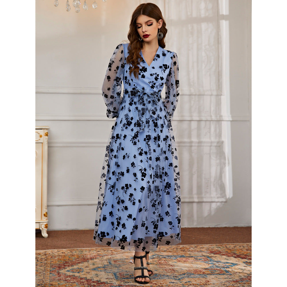 Women's Casual Autumn Elegant High Waist Mesh Dresses