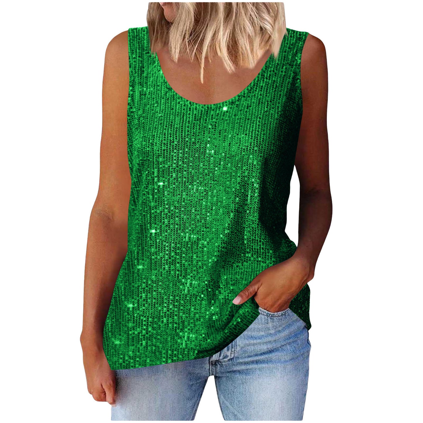 Women's Commuter Sequins Loose-fitting Round Neck Color Tops