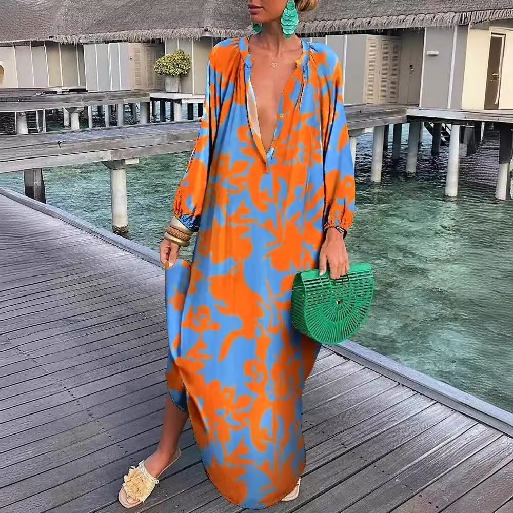 Women's Autumn Printed Pullover Long Sleeve Dress Dresses