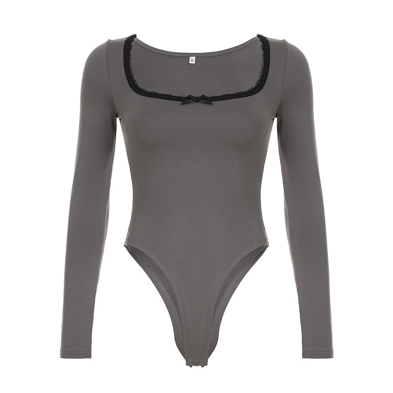 Sweet Spicy Style Lace Bow Tight-fitting Cinched Jumpsuits