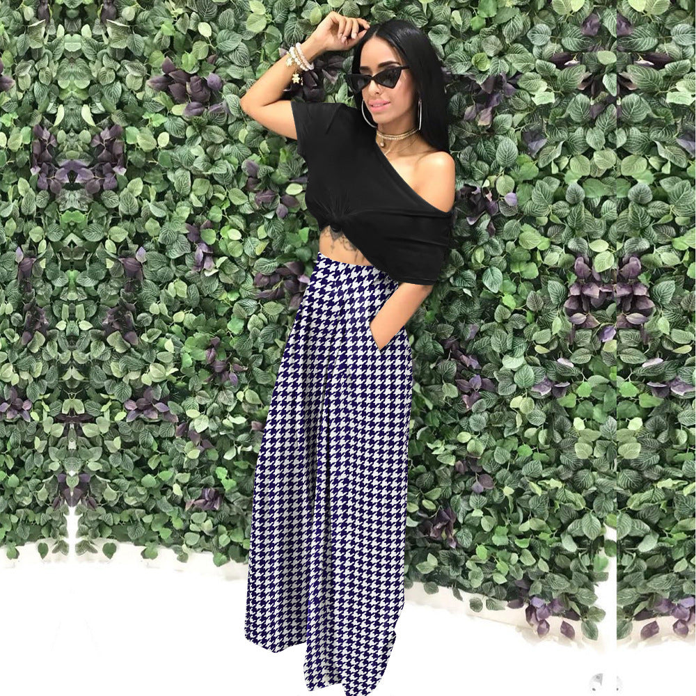 Fashion Personality Printed Flared Wide Leg Pants