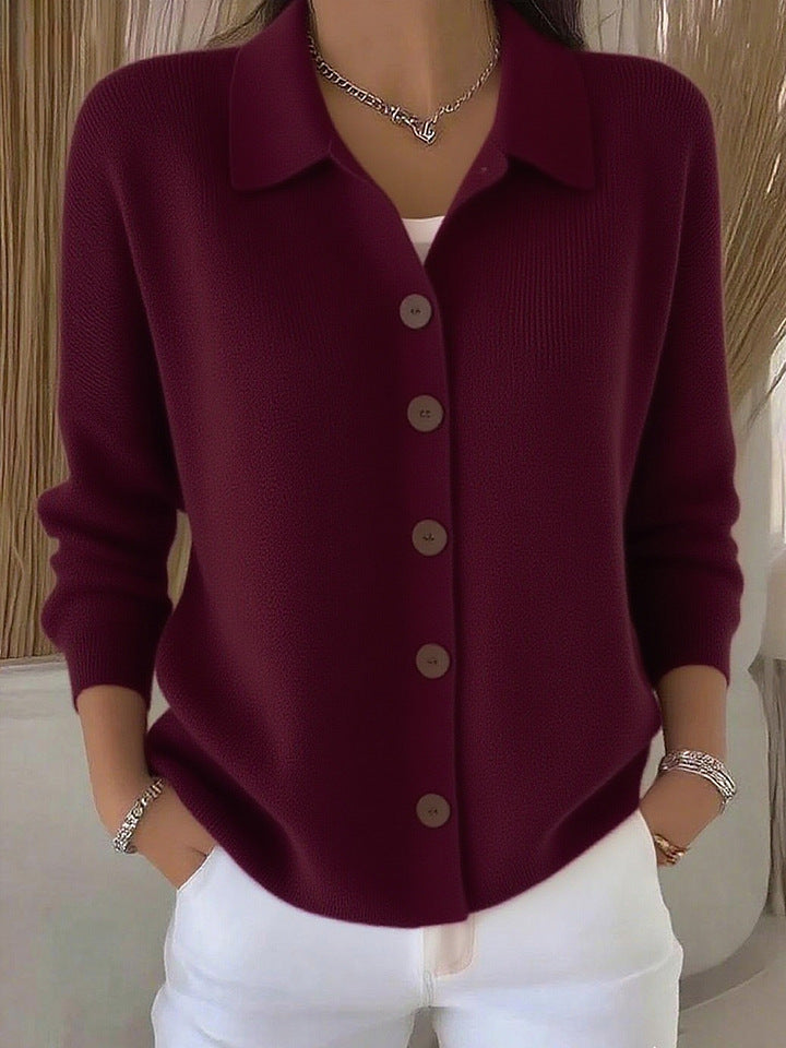 Women's Knitted Button Solid Color Casual Fashion Sweater