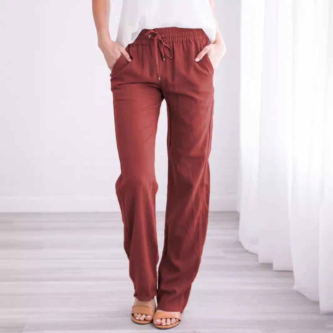 Women's Solid Color Loose Fashion Casual Trousers Pants