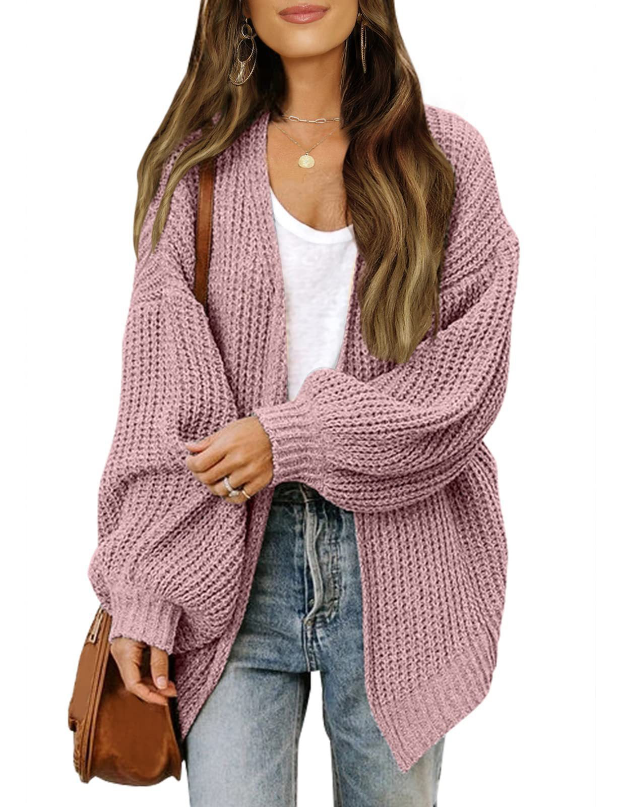 Women's Lantern Sleeve Coarse Yarn Pocket Knitted Women's Sweater