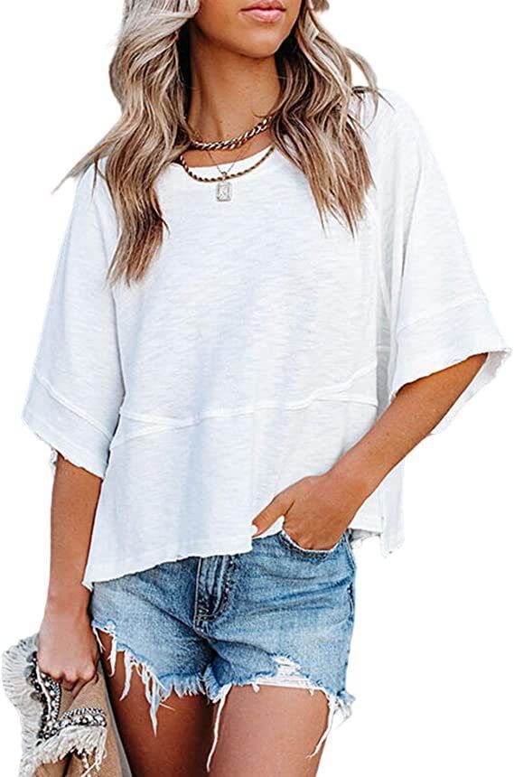 Women's Solid Color Bell Sleeve Casual Loose-fitting Blouses