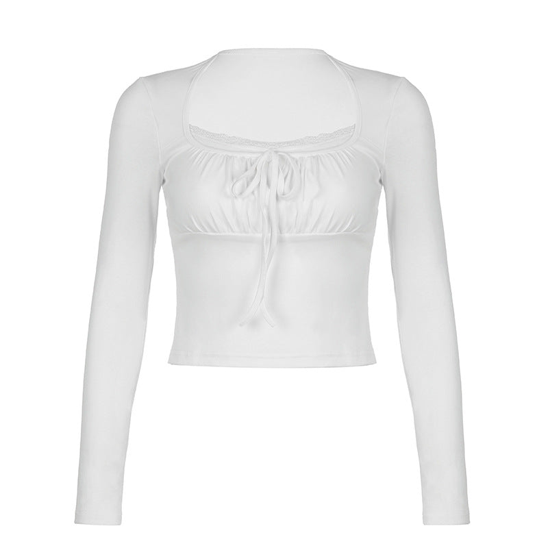 Style American Hot Lace Flounce Trim Tops