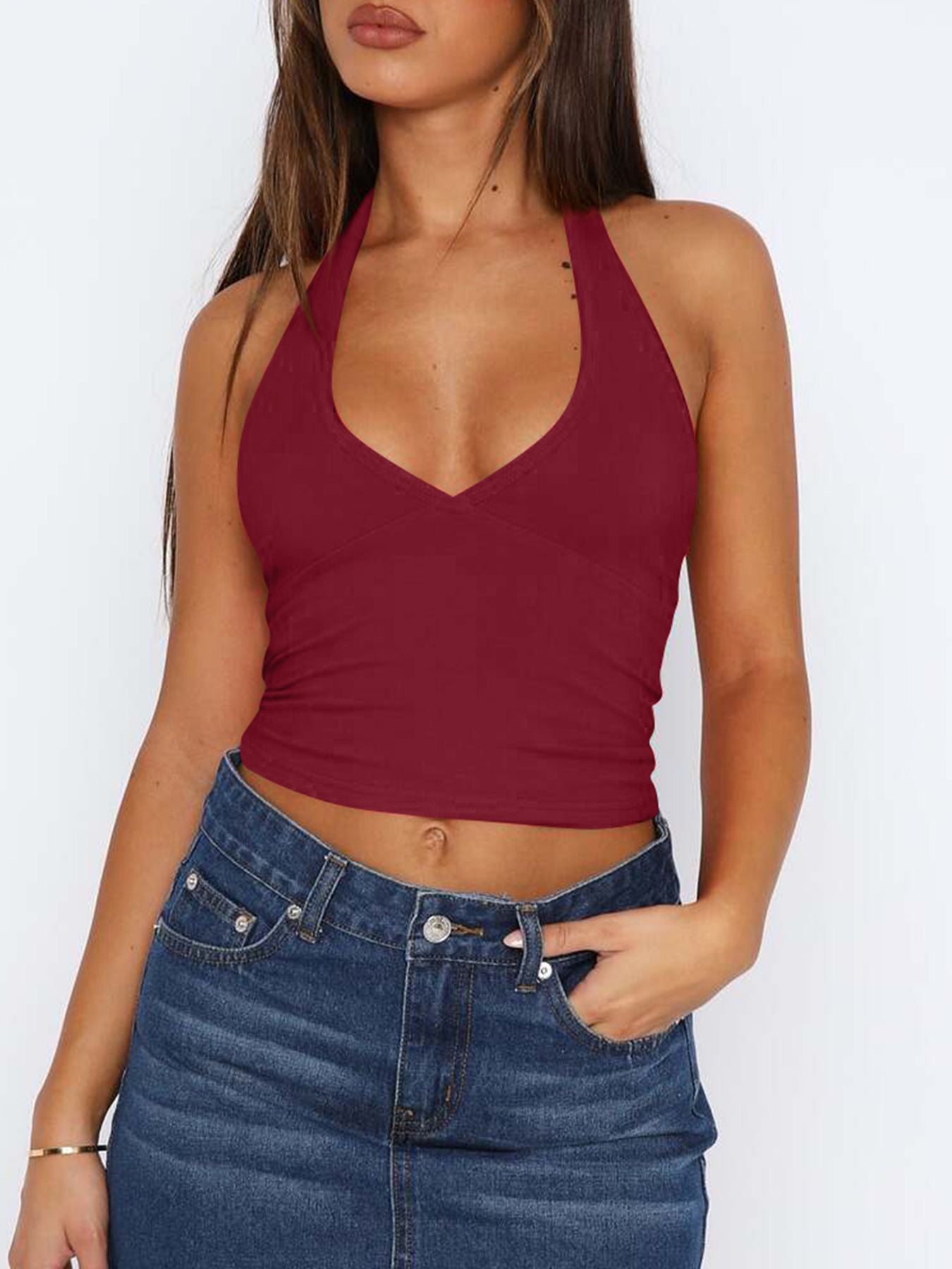 Women's Fashion Sexy Slim Fit Backless Sling Tops