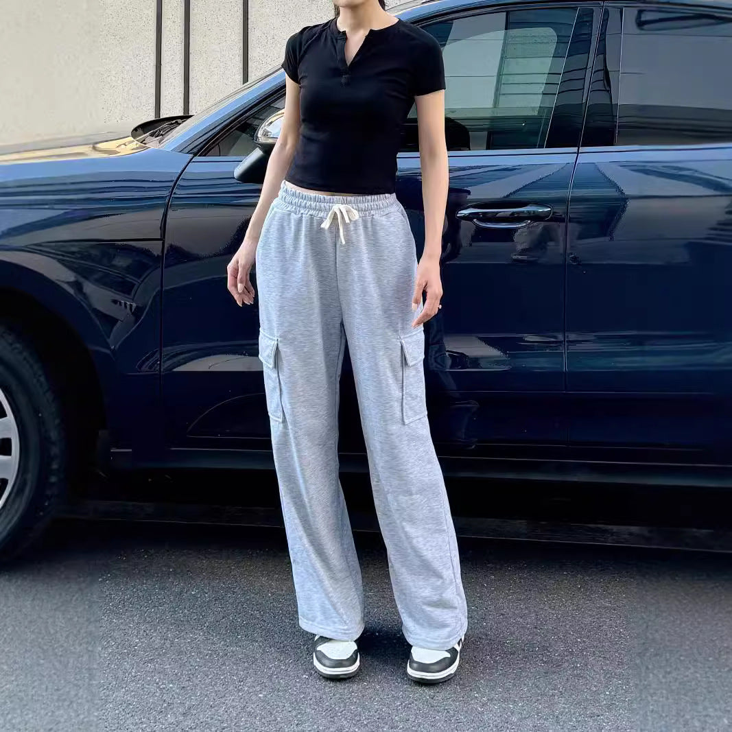 Women's Trendy Cargo Pocket Zipper Trousers Loose Pants