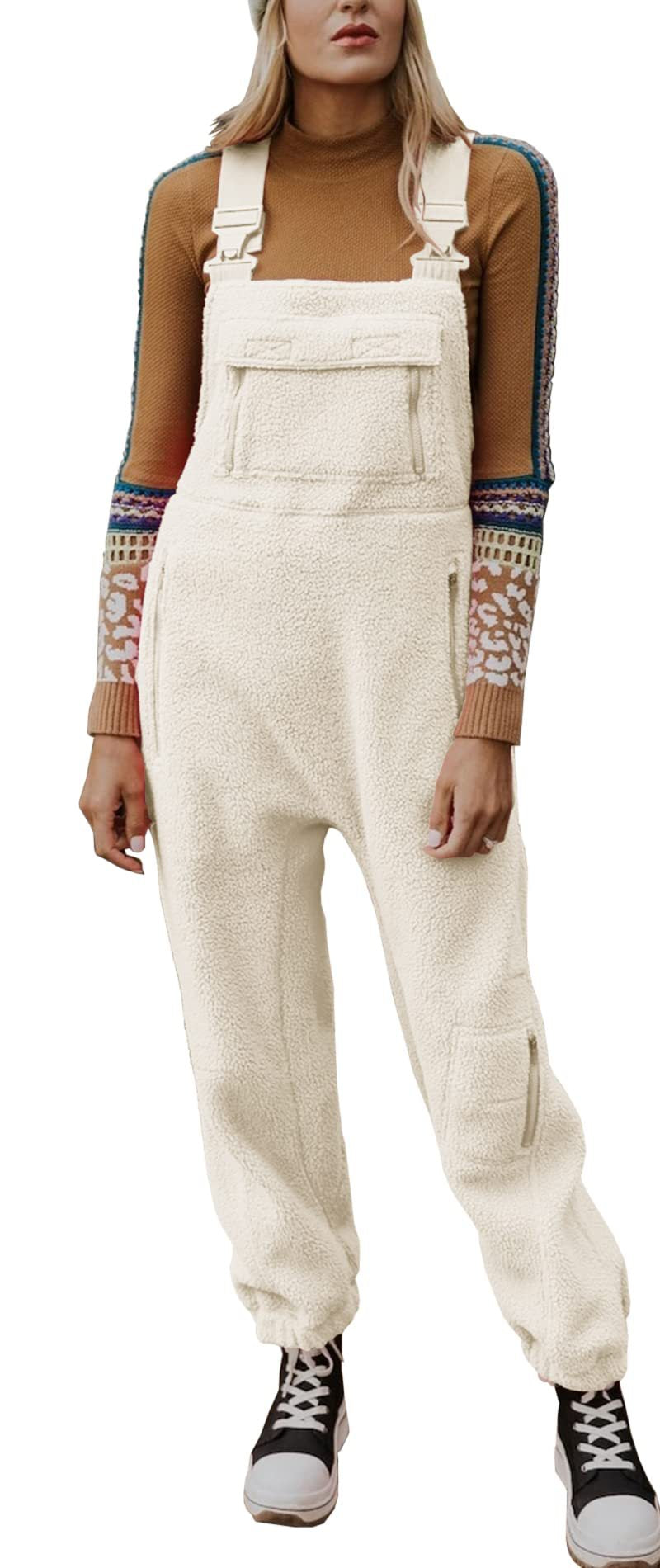 Women's Pocket Solid Color Lamb Wool Adjustable Suits