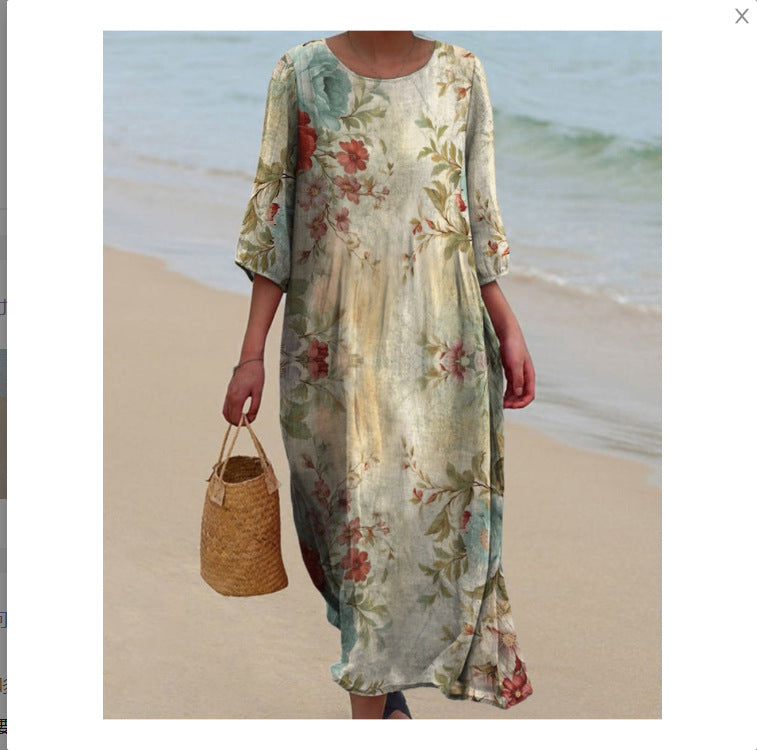 Women's Summer Long Printed Casual Fashion Ladies Dresses