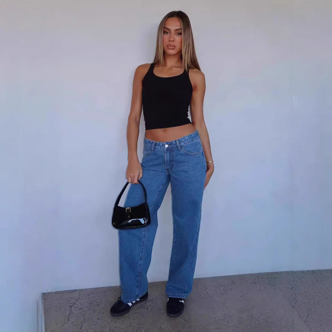 Women's Popular Versatile Simple Denim Trousers Jeans