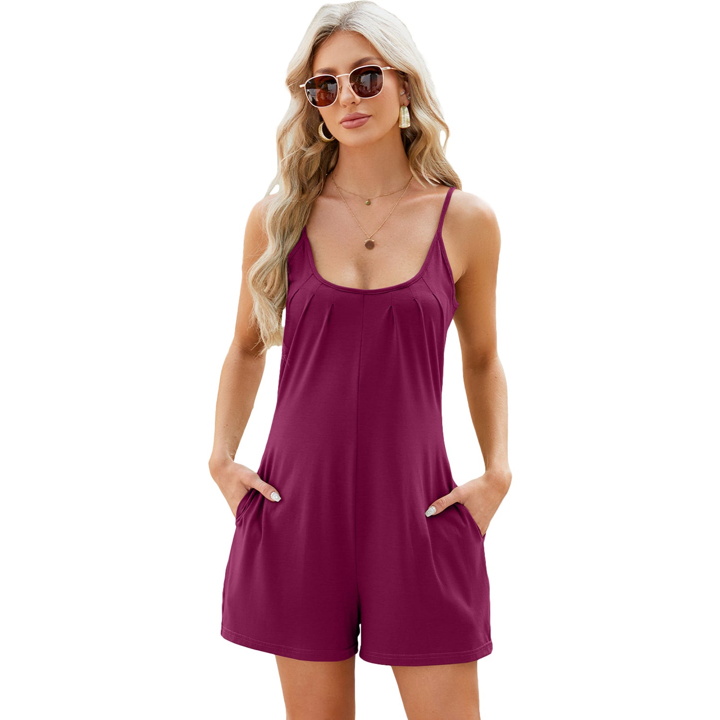 Sling One-piece Casual Solid Color Loose Jumpsuits