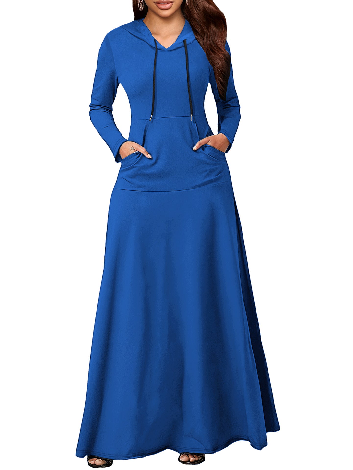 Women's Sexy Solid Color Long Hooded Dress Dresses