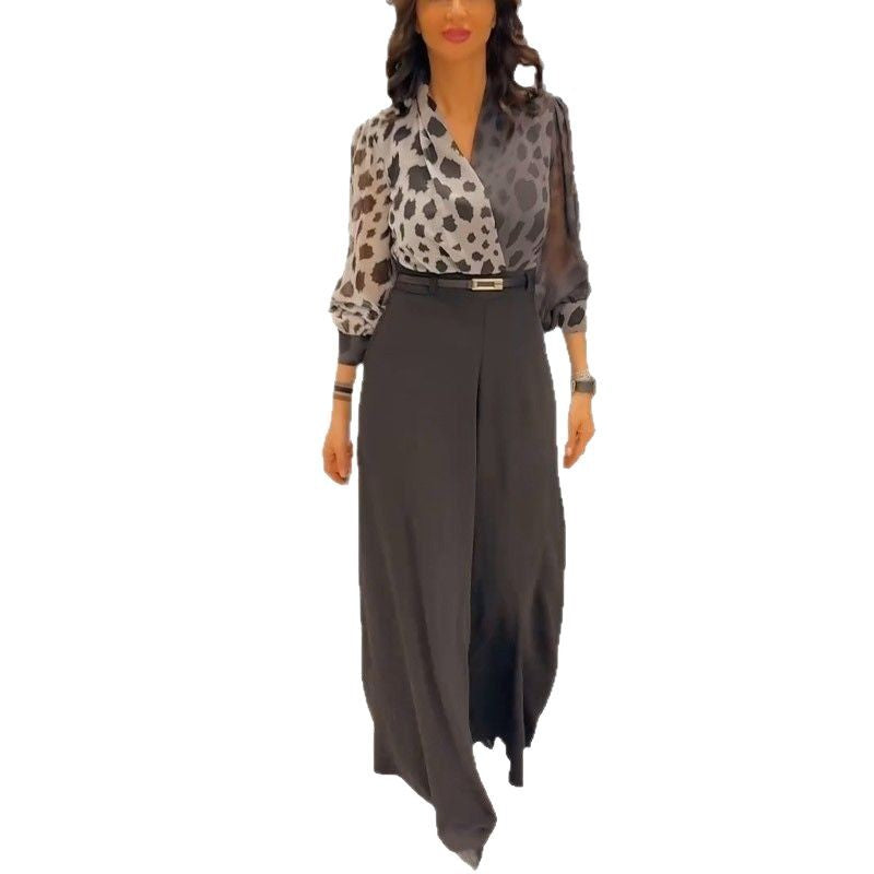 Spring Elegant Sexy Printed Two-piece Set Suits