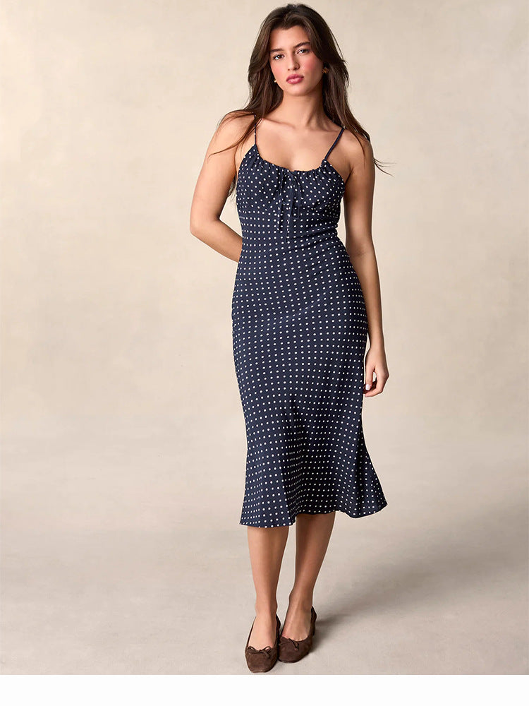 Women's With Polka Dot Halter Spaghetti Straps Dress Clothing