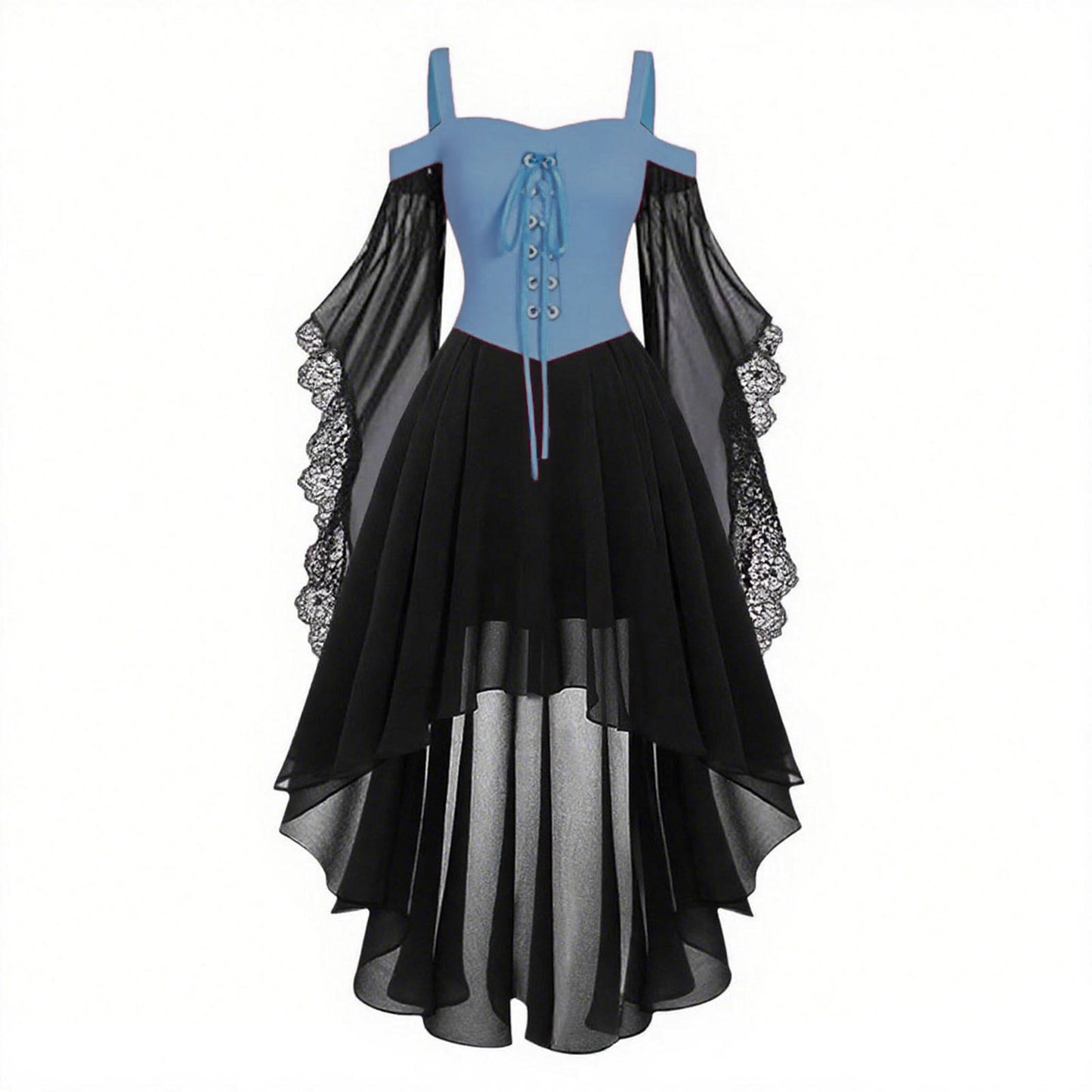 Gothic Style Halloween Witch Front Back Long Dresses