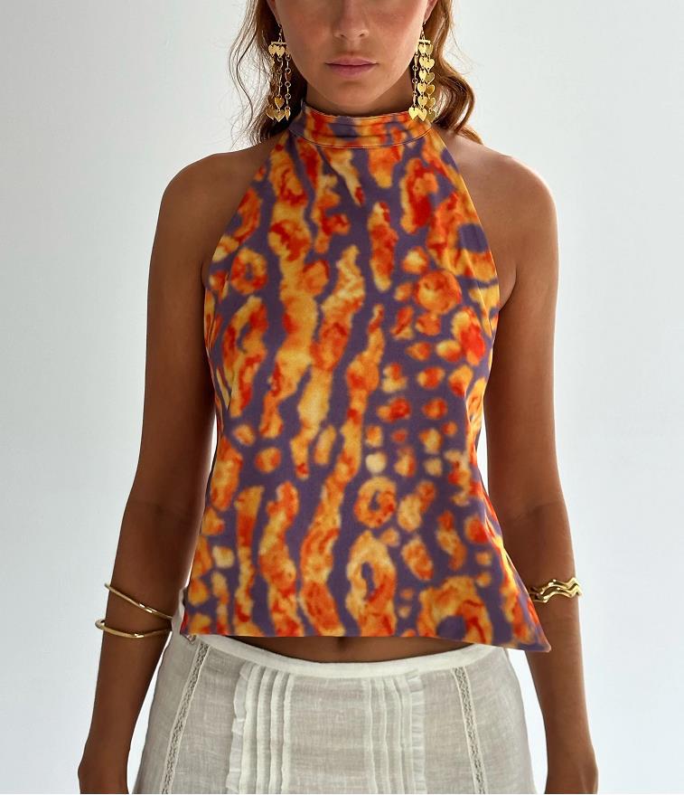 Women's Halter Elegant Sleeveless Cold-shoulder Long Irregular Tops