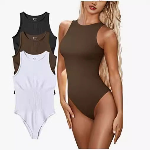 Summer Tight Sleeveless Sunken Stripe Triangle Blouses