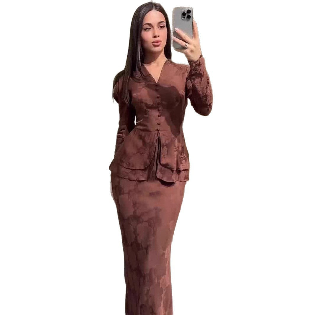 Women's Elegant Retro Long Sleeve Slim Fit Dresses