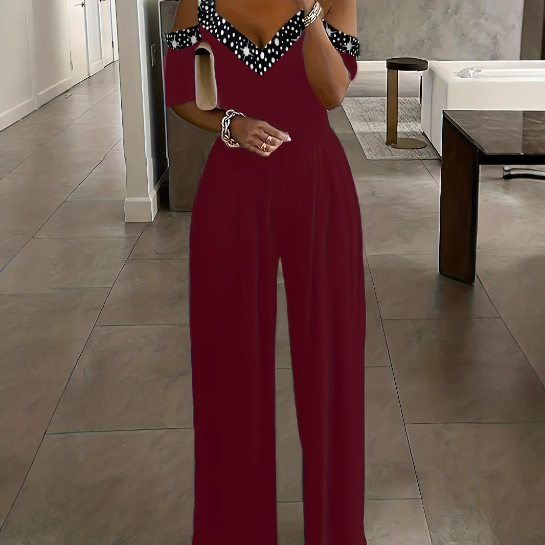 Women's Classic Graceful One-piece Dress Printed Jumpsuits