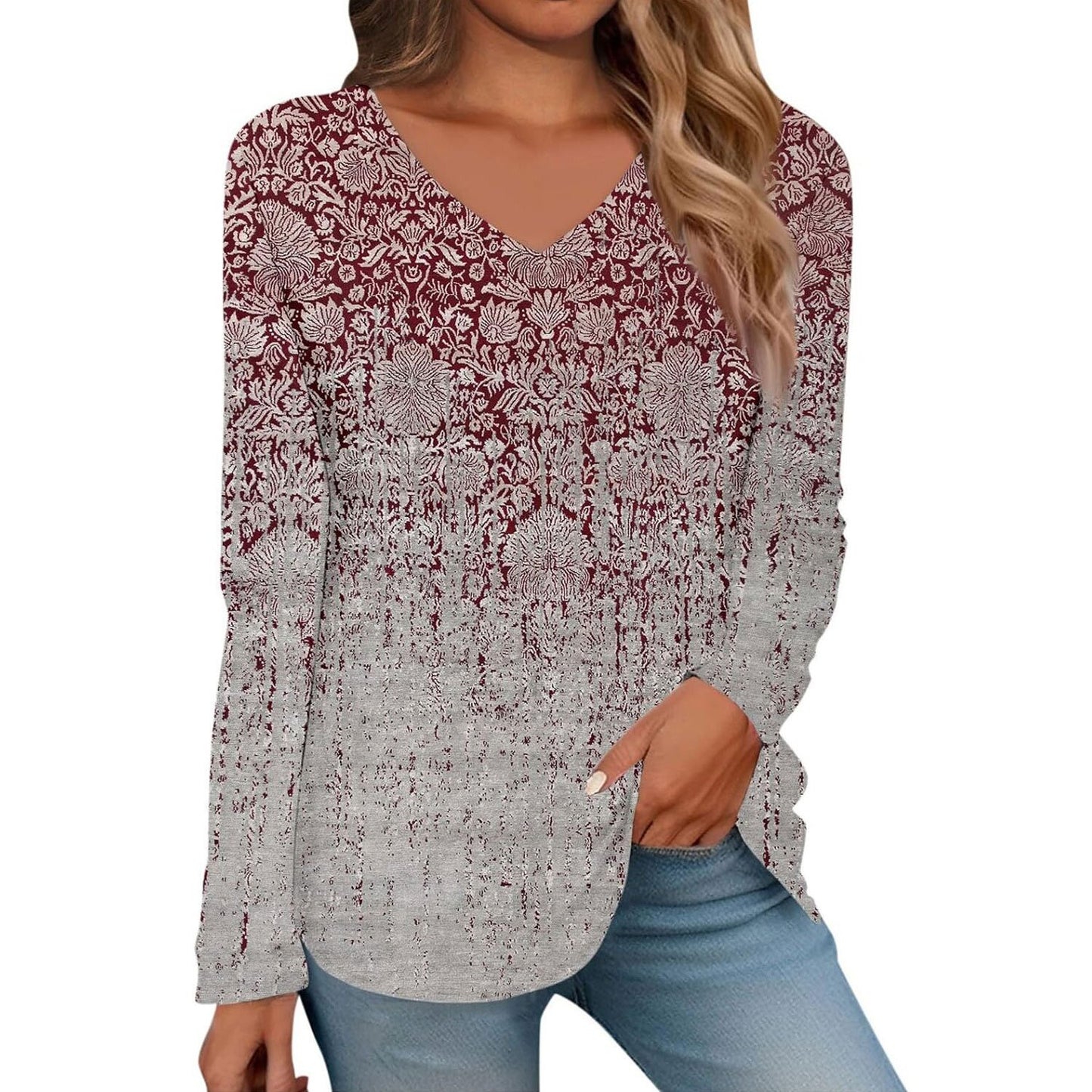 Women's Versatile Creative Printed Long Sleeves Blouses