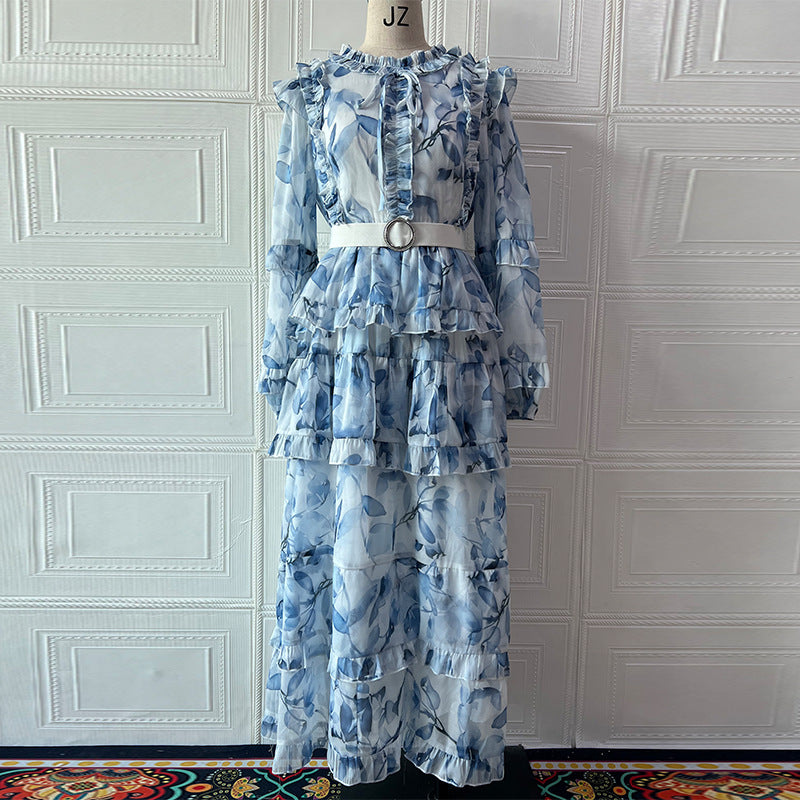 Women's Autumn Fashionable Printed Elegant Long Dress Dresses