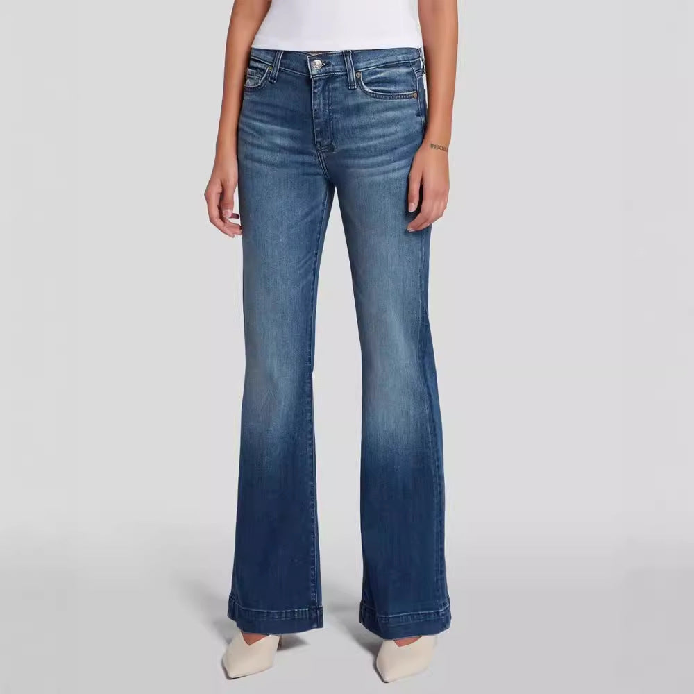 Women's Slim Fit Elastic Slightly Flared Jeans