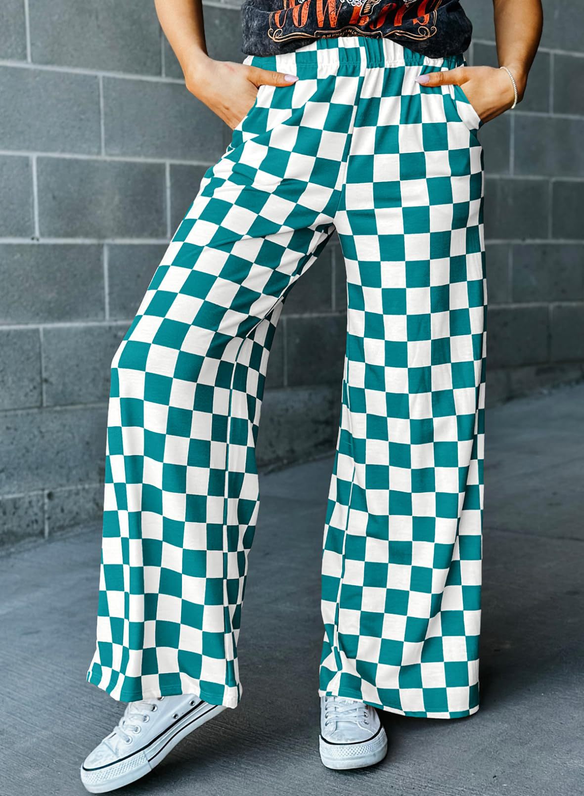 Women's Printed Loose Elastic Waist With Pocket Pants