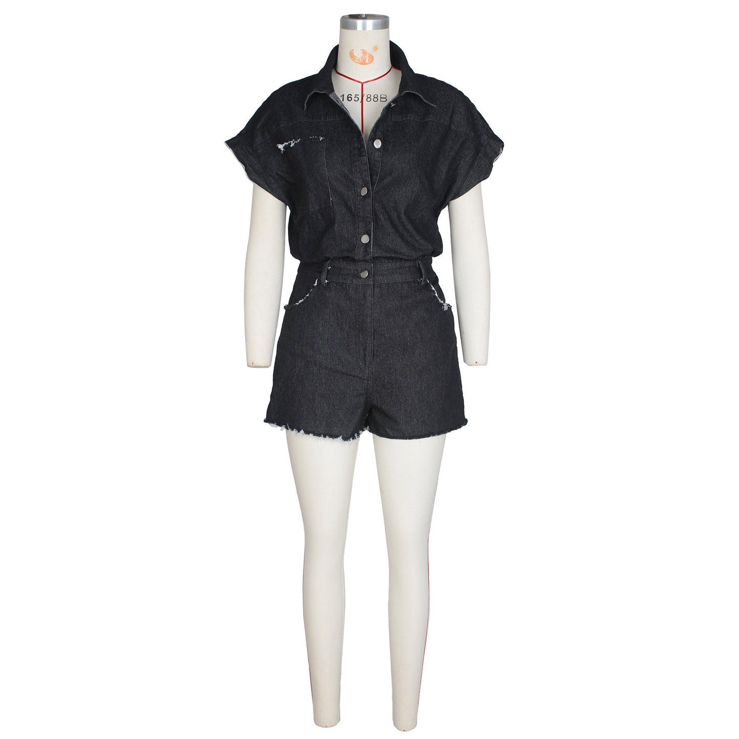 Women's Sexy Sleeve Stretch Denim One-piece Summer Jumpsuits