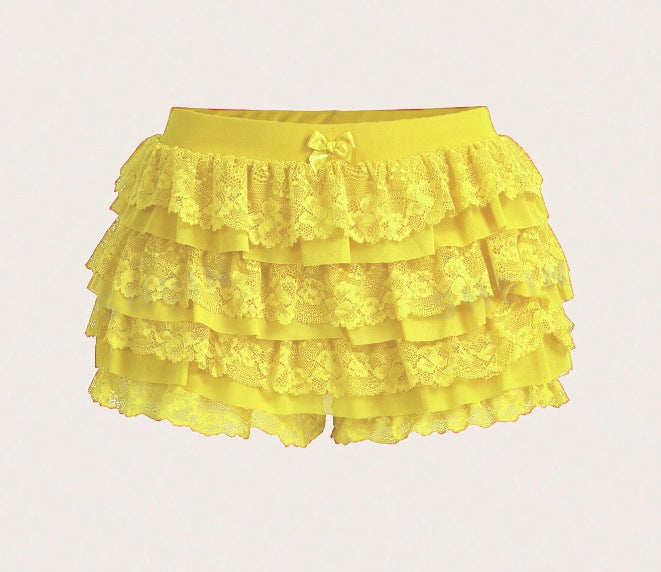 Beach Hot Ruffled Wave Solid Color Shorts