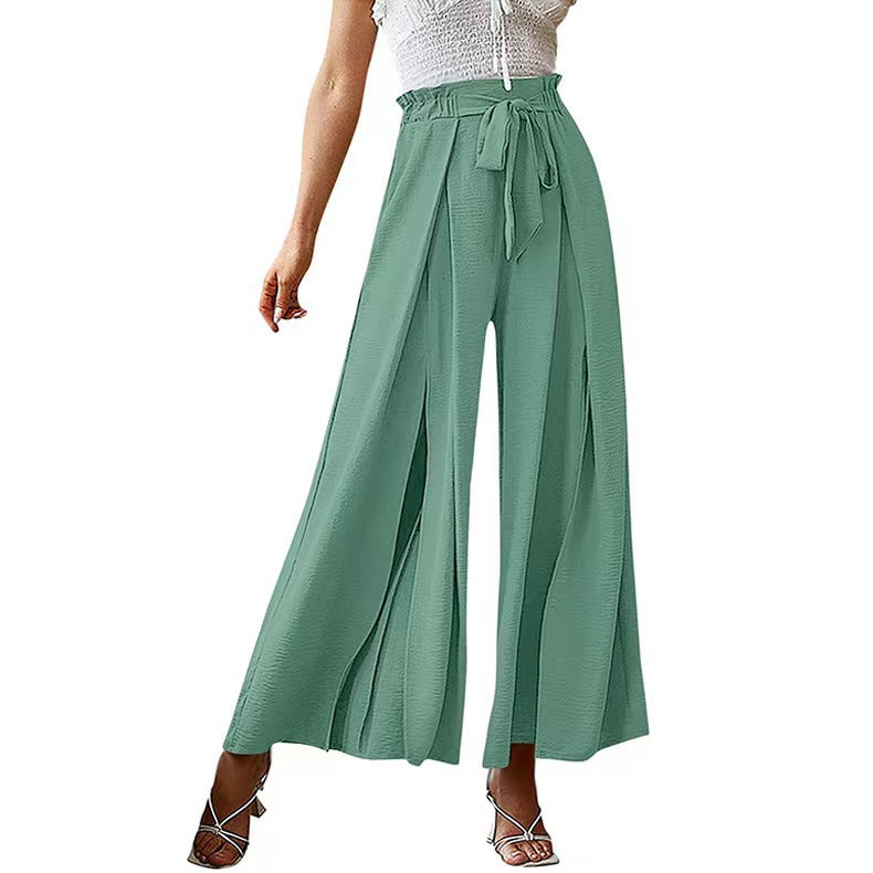 Women's Style Bowknot Loose High Waist Crimp Pants